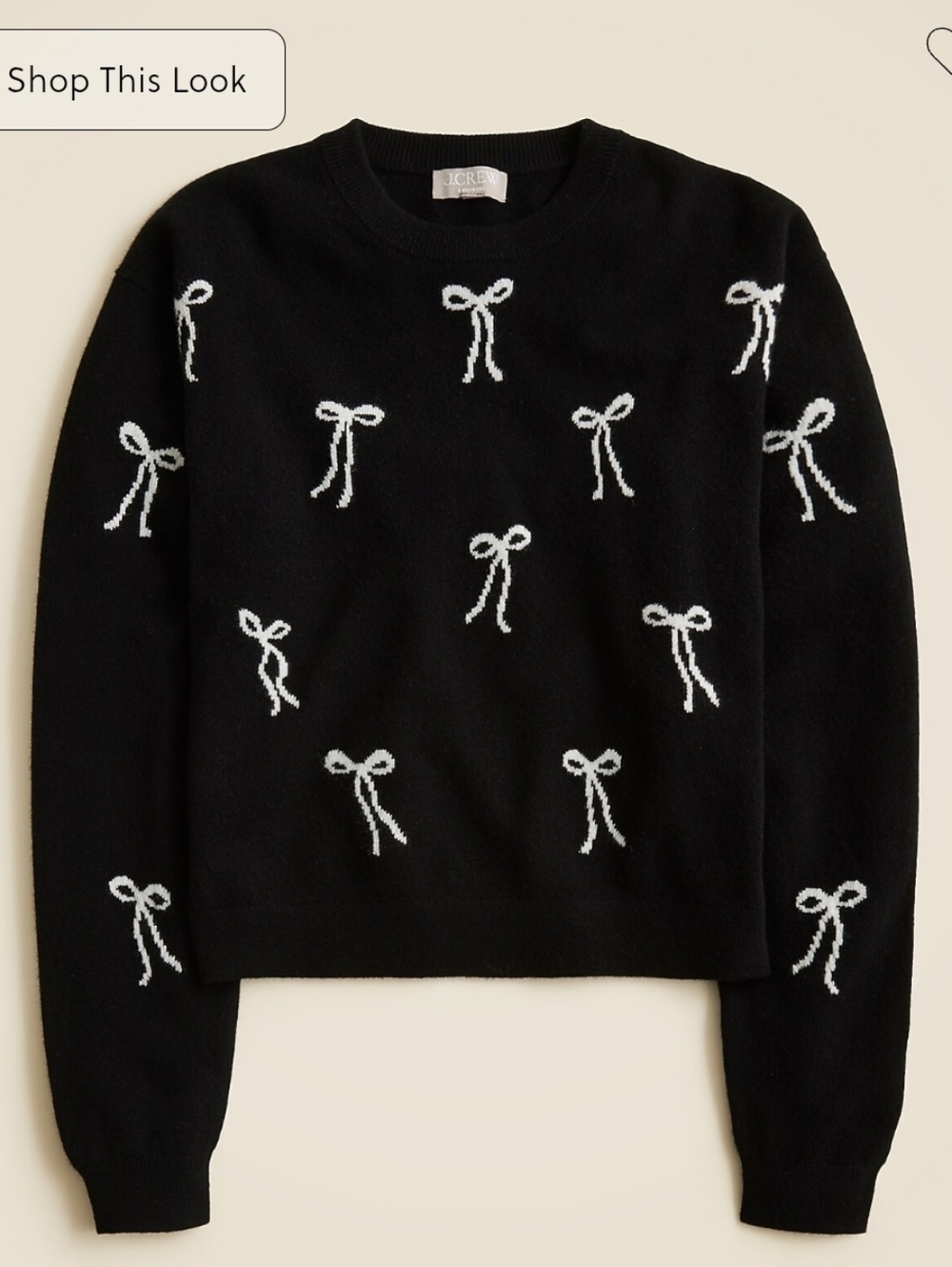 J Crew Perfect cashmere crewneck sweater in bow print CO585 Size M NWT - Picture 4 of 8